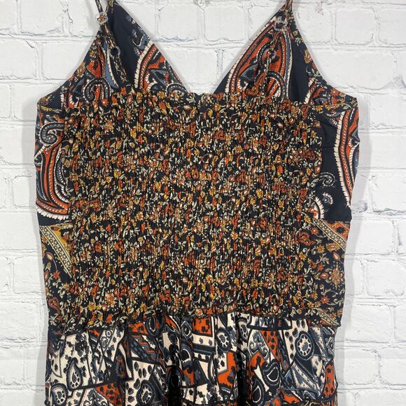 Coline Dress Women L/XL Brown Below Knee Floral Patchwork Bohemian Prairie Beach - Picture 13 of 15